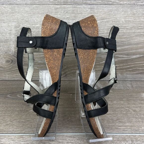 Merrell Revalli Women’s Sz 7 Black Leather Slingback Wedge Hook & Loop Sandals - Picture 9 of 11